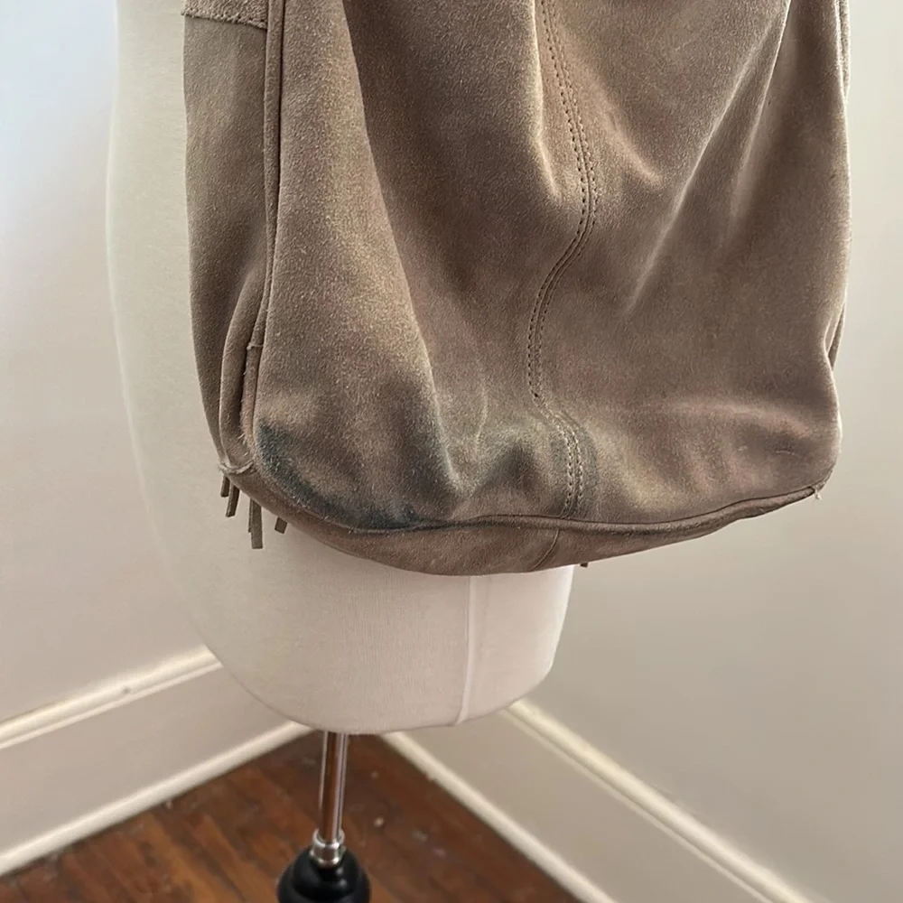 Top Shop Suede Leather Tan Hobo Shoulder Bag